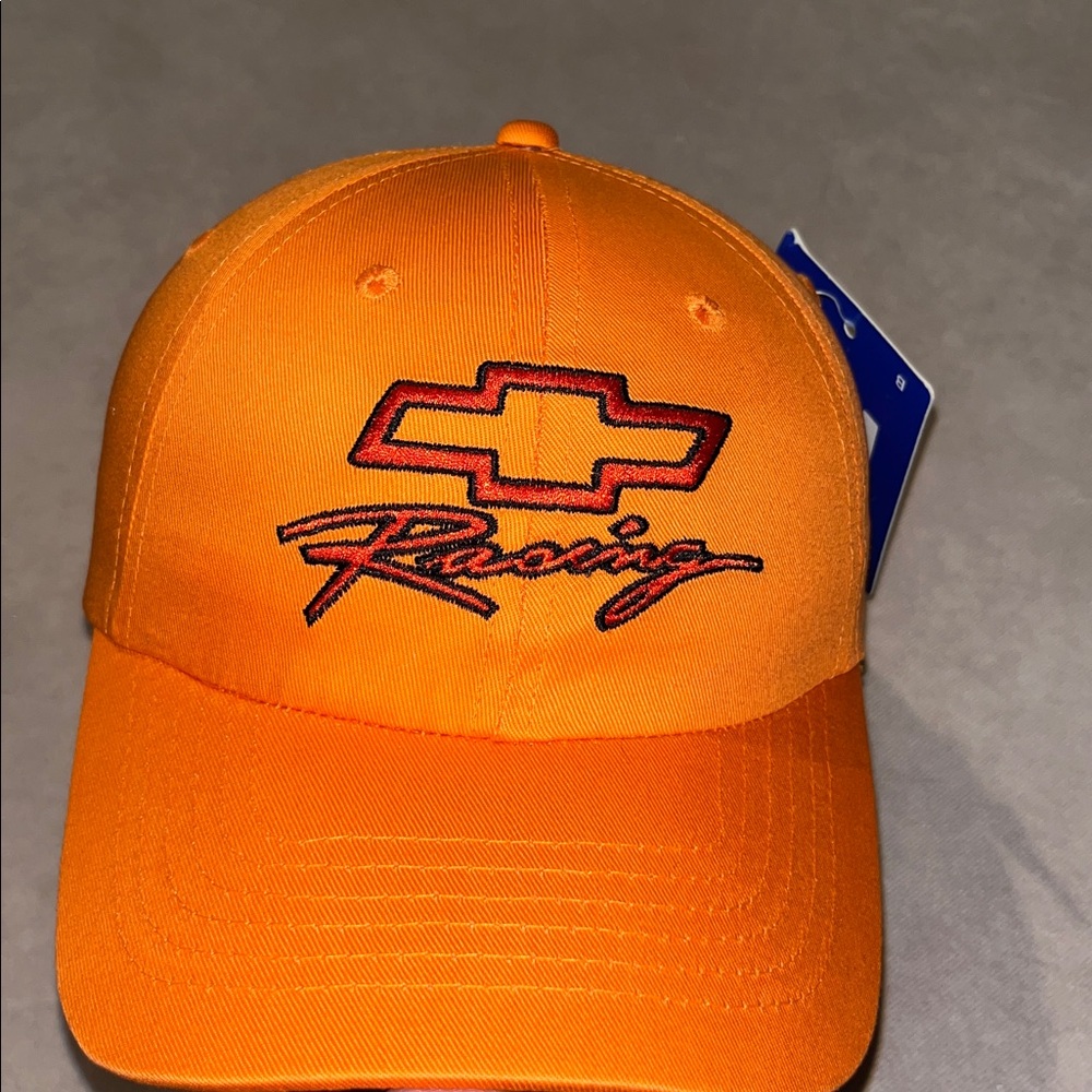 Vintage Chevrolet Racing Orange Cap Red & Black Logo Chevy Racing Snapback